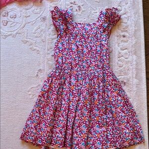 Jacadi Floral Kids Dress with Ruffle Sleeves